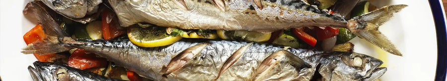 Stuffed Mackerel with Roasted Mediterranean Veg