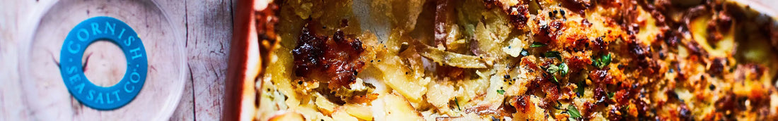 Celeriac, Leek and Potato Gratin with a Crunchy Super Seed Topping