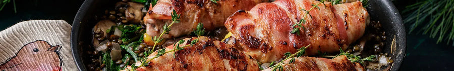 Stuﬀed Pheasant Breasts with Mushrooms and Puy Lentils