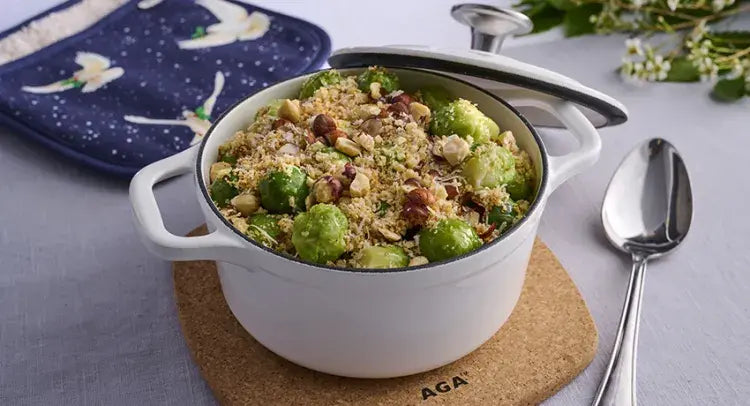Brussels Sprouts with Hazelnuts and Parmesan Breadcrumbs