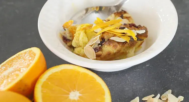Cranberry, Orange and White Chocolate Brioche Pudding