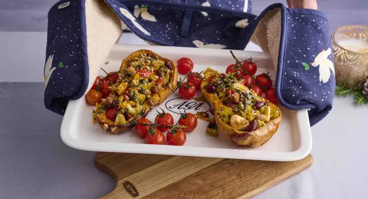 Roast Butternut Squash with Leeks and Beans