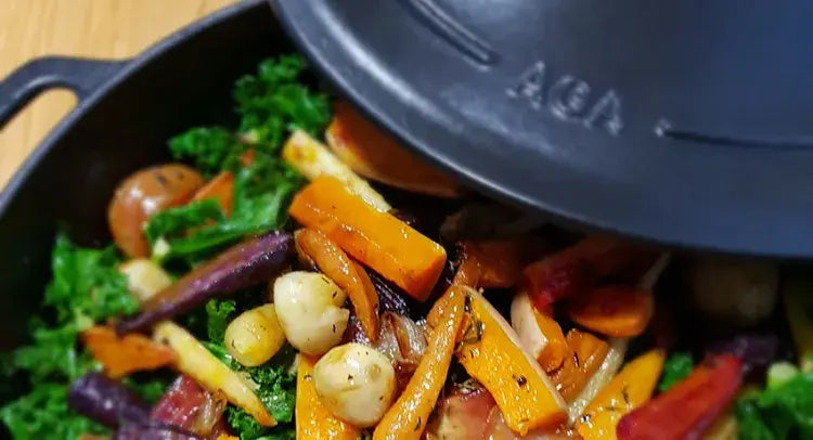 Roasted Root Vegetables on a Bed of Kale