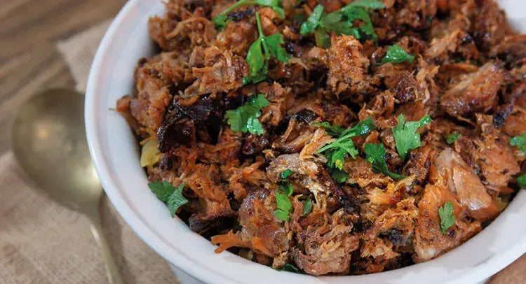 Slow Roasted 'Pulled' Pork with Sticky Onions