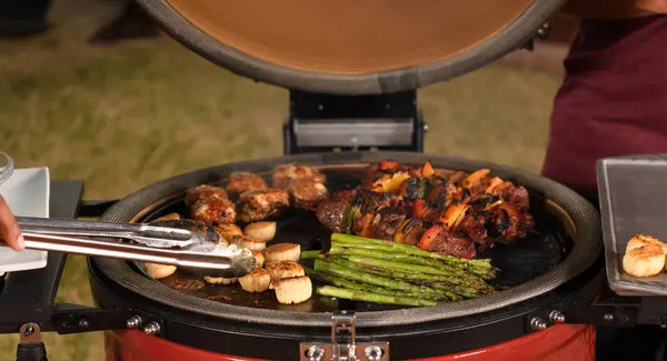 Cooking Kebabs and Asparagus on the Kamado Joe Classic Joe II